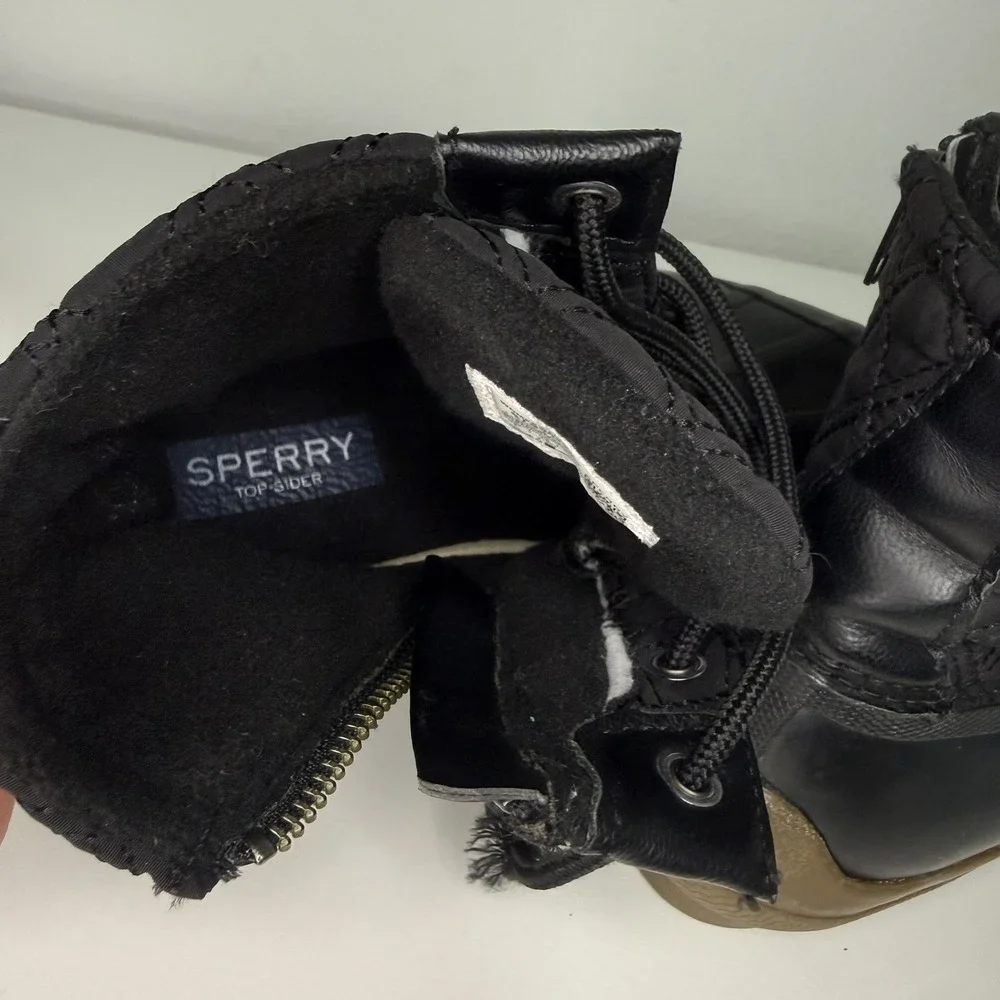 Sperry Women's Size 6 Syren Gulf Wool Quilt Duck Boots STS84450 Black Waterproof